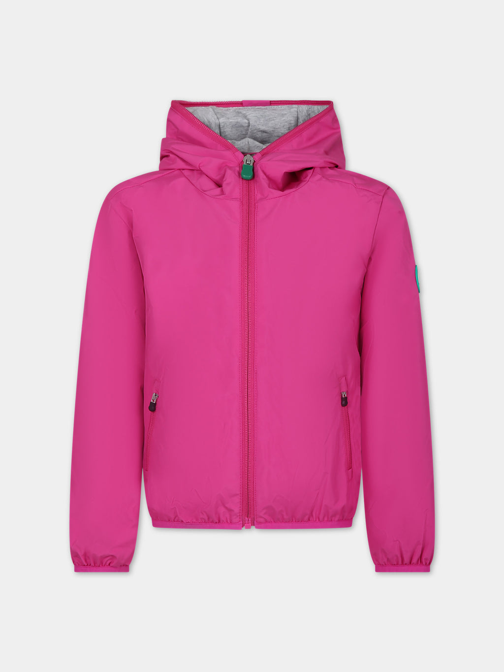 Fuchsia windbreaker for girl with logo